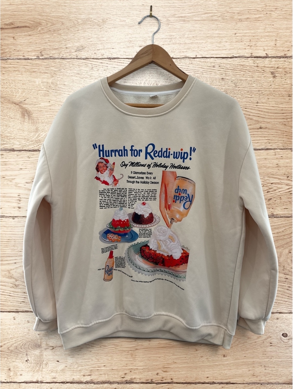 Reddi-Wip Vintage Inspired Christmas Ad Graphic Sweatshirt Retro Holiday Kitsch